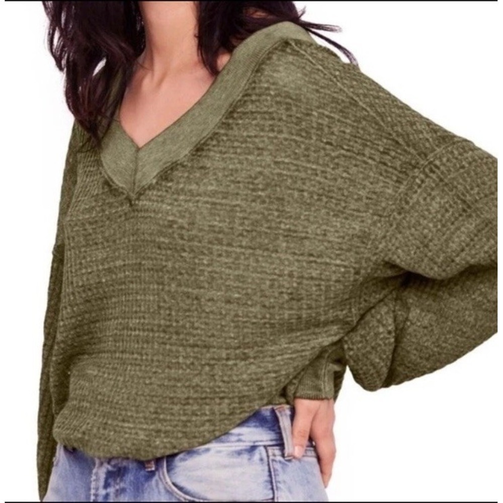 We The Free By Free People Women's South Side Thermal Top Moss Green‎ Size Small